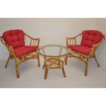 Zahradní sestava Nábytek PEGAS Ratanová sedací souprava Subaliu - polstry vínový melír