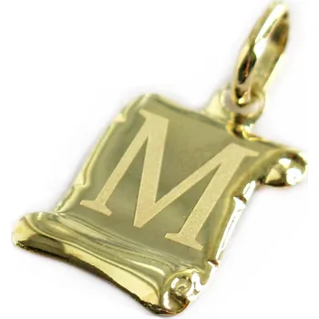 Přívěsek Zlatý přívěšek písmenko "M" Svitek menší 21mm 0,35g Zlato 14k(585/1000)