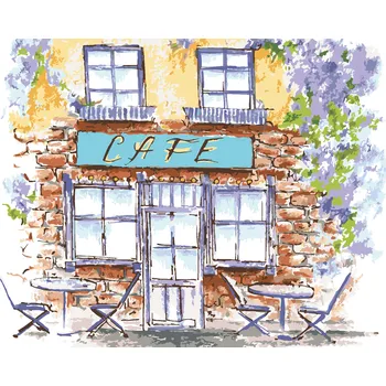 ZUTY Malování podle čísel - STARÁ KAVÁRNA V PROVENCE Rozměr: 40x50 cm, Rámování: bez rámu a bez vypnutí plátna