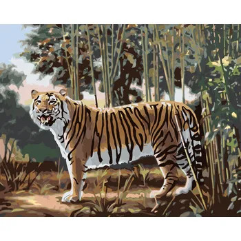 ZUTY Malování podle čísel - TYGR A BAMBUS (D. RUSTY RUST) Rozměr: 80x100 cm, Rámování: bez rámu a bez vypnutí plátna