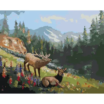 Hračka ZUTY Malování podle čísel - LOS NA PALOUKU (D. RUSTY RUST) Rozměr: 40x50 cm, Rámování: bez rámu a bez vypnutí plátna