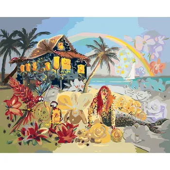 ZUTY Malování podle čísel - MOŘSKÁ VÍLA NA PLÁŽI (D. RUSTY RUST) Rozměr: 40x50 cm, Rámování: bez rámu a bez vypnutí plátna