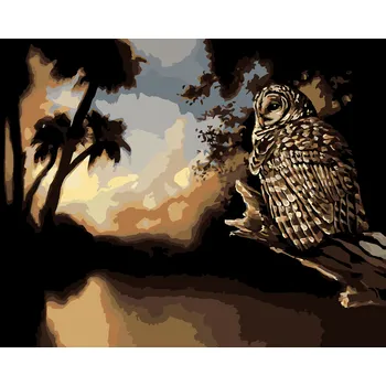 ZUTY Malování podle čísel - SOVA V NOCI (D. RUSTY RUST) Rozměr: 40x50 cm, Rámování: bez rámu a bez vypnutí plátna