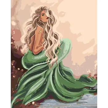 ZUTY Malování podle čísel - PŘEKRÁSNÁ MOŘSKÁ PANNA Rozměr: 40x50 cm, Rámování: bez rámu a bez vypnutí plátna