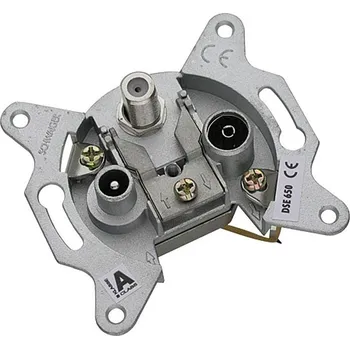 Elektrická zásuvka Schwaiger Anténní SAT zásuvka koncová, TV + R + SAT, kov, stříbrná DSE650531