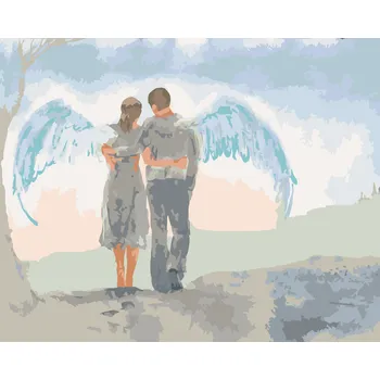 ZUTY Malování podle čísel - ŽENA S MUŽEM A KŘÍDLY Rozměr: 40x50 cm, Rámování: bez rámu a bez vypnutí plátna