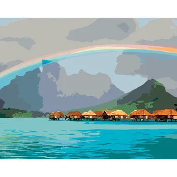 ZUTY Malování podle čísel - MALEDIVY - DUHA (DENNIS FRATES) Rozměr: 40x50 cm, Rámování: bez rámu a bez vypnutí plátna