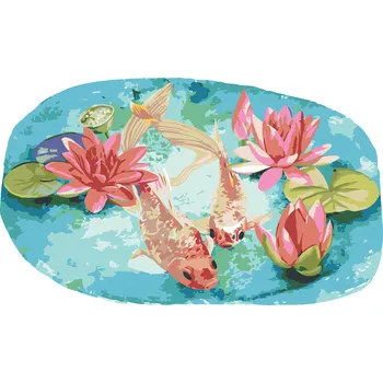 ZUTY Malování podle čísel - KAPŘI MEZI LOTUSY Rozměr: 40x50 cm, Rámování: bez rámu a bez vypnutí plátna