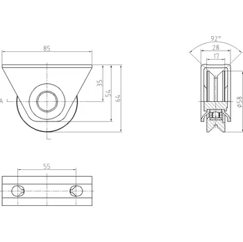 Příslušenství k zahradní technice Pojezdové kolečko na V profil pod rám Průměr: 60