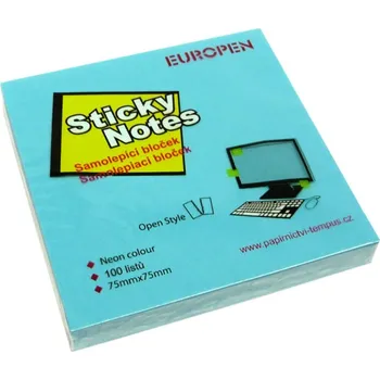 Samolepící bloček Lepicí blok Y 75x75/100l neon modrá