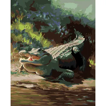 ZUTY Malování podle čísel - ALIGÁTOR LEŽÍCÍ U VODY VIII (D. RUSTY RUST) Rozměr: 40x50 cm, Rámování: bez rámu a bez vypnutí plátna
