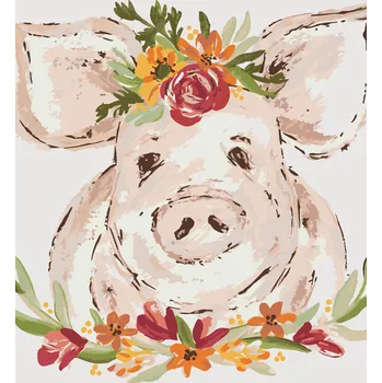 ZUTY Malování podle čísel - PRASE S KVĚTINAMI 3 (HALEY BUSH) Rozměr: 80x100 cm, Rámování: bez rámu a bez vypnutí plátna