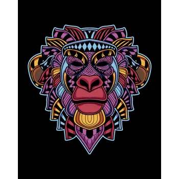 ZUTY Malování podle čísel - ABSTRAKTNÍ OPICE NA ČERNÉM POZADÍ Rozměr: 40x50 cm, Rámování: bez rámu a bez vypnutí plátna