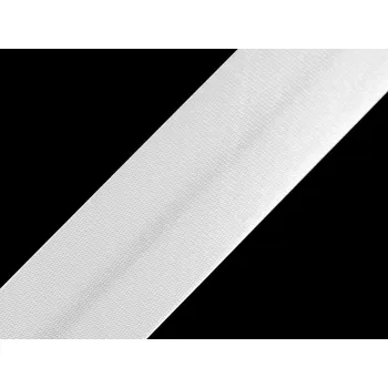 Šikmý proužek saténový šíře 20 mm zažehlený PLM, barva Bílá