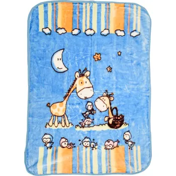 Dětská deka Modrá dětská deka ŽIRAFY, 80x110 cm