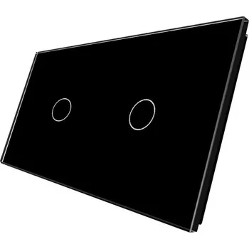 vypínač WELAIK dvojnásobný skleněný panel 1+1 - černý