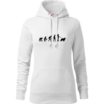 Dámská mikina Evoluce pes Sheltie (muž-žena) - Mikina dámská Cape s kapucí - XL ( Bílá )
