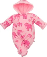 Baby Service Zimní kombinéza s kapucí sloni/růžová 68