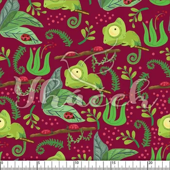 Zakázkový tisk, softshell, kočárkovina... Chamíci a berušky na fuchsiové Látky k tisku: Microfirba