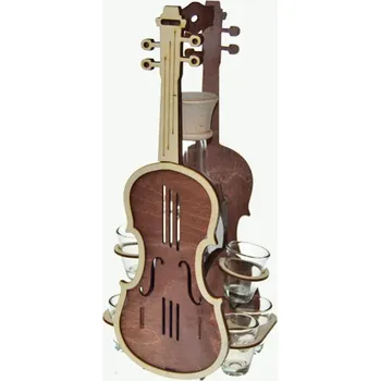 Žertovný předmět Dřevěná souprava láhev se štamperlíky - Housle