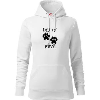 Dámská mikina Dej ty tlapy pryč - Mikina dámská Cape s kapucí - S ( Bílá )