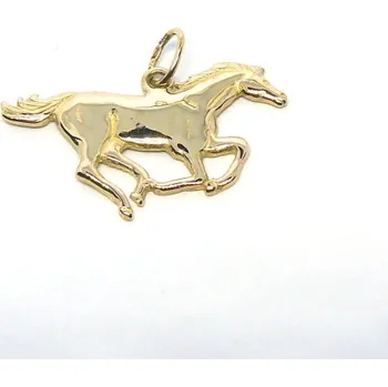 Přívěsek Zlatý přívěsek kůň v běhu - P58 - žluté zlato (Přívěsek běžícího koně ve žlutém zlatě)