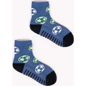 ABS ponožky capáčky YO SKA0020 protiskluzové modré s míči velikosti ponožek: 14-15 ( EUR vel. 20-22)