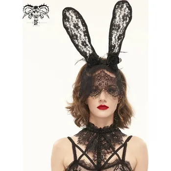 Čelenka čelenka DEVIL FASHION - Sixties Fever Dream Gothic Bunny Ear Headband With Veil