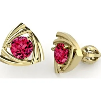 Náušnice Couple, Peckové náušnice Triola, žluté zlato s&nbsp;červeným zirkonem, 585-66-3-0672.0Z00.0.00.004.05