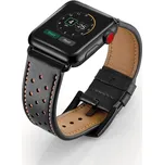 AW Kožený PERFOROVANÝ řemínek na Apple Watch - Černý Šířka uchycení řemínku: 38/40/41/42mm, Barva: Černý IR-AWKPRF01