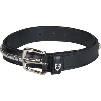 Opasek EQUESTRO Pásek kožený Clincher Equestro, black/silver Délka: 75 cm