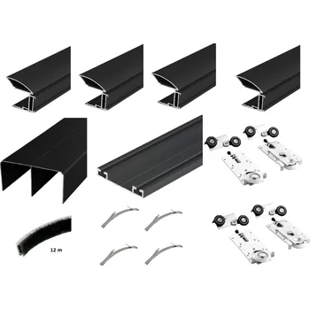 LAGUNA Sada kování pro dvoje posuvné dveře MULTIOMEGA W RAMA - 2m / černá matná