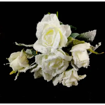 umělá květina Zasněžené růže bílé