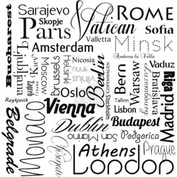 Impregnovaná látka kočárkovina, města, Vienna, London , Monaco.., černobílá, látka, metráž