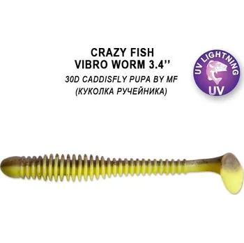 Umělá nástraha Crazy Fish Gumová Nástraha Vibro Worm 8,5cm 5 Ks Barva: 30D, Délka: 8,5cm