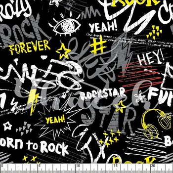 Zakázkový tisk, softshell, kočárkovina... Forever rock žlutý Látky k tisku: Microfirba