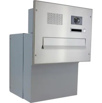 Poštovní schránka DOLS F-042-ABB - nerezová poštovní schránka k zazdění, s videohovorovým modulem ABB, jmenovkou a zvonkovým tlačítkem