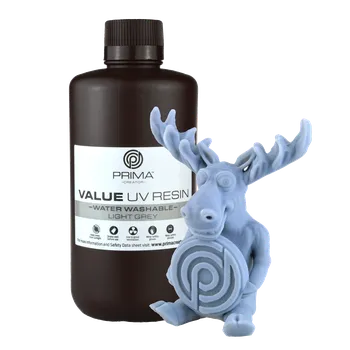 3D tisk PrimaCreator Value Water Washable UV Resin - 1000 ml - Light Grey
