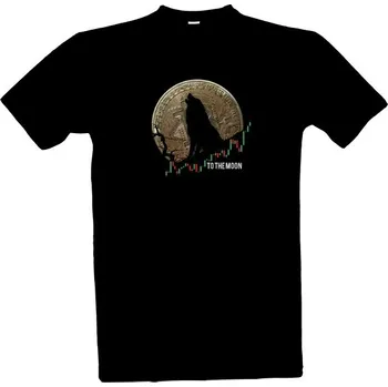 Tričko s potiskem Bitcoin to the moon! - Bitcoin na měsíc! Bitcoin vlk pánské