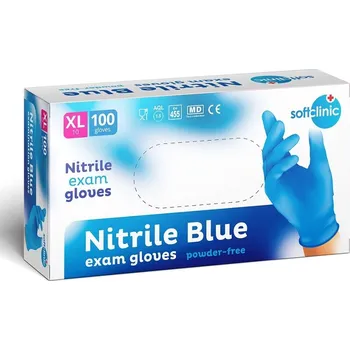 Vyšetřovací rukavice SOFTCLINIC rukavice nitrilové nepudrované modré 100 ks XL