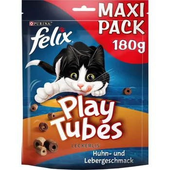 Pamlsek pro kočku FELIX Play Tubes pamlsky pro kočky s kuřecím masem a játry 5 x 180 g