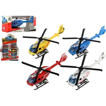 autíčko Teddies Vrtulník/Helikoptéra záchranných složek kov/plast 13cm na zpětné nat. 3 druhy