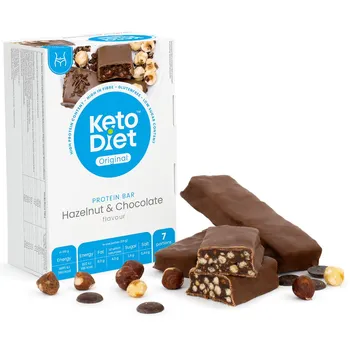 Keto dieta KetoDiet Proteinové tyčinky 7 ks lískový oříšek a příchuť čokolády