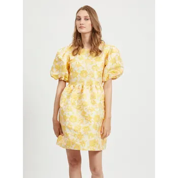 Dámské šaty Žluté květované balónové šaty VILA Marito - Dámské Vila krémová 1312884