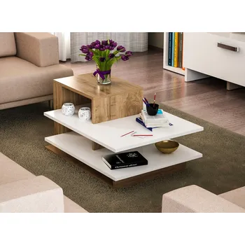 Konferenční stolek Konferenční stolek KNOB bílá/ořech