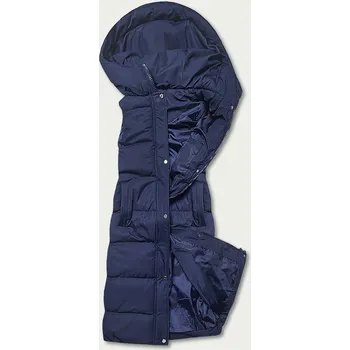 Dámská vesta Tmavě modrá dlouhá dámská péřová vesta (5M728-215) odstíny modré S (36)
