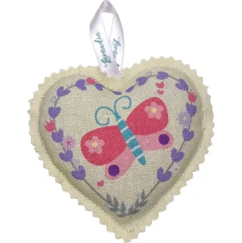 Vůně do bytu Lavandia Vonné levandulové srdíčko k zavěšení s BIO levandulí Vzor: Emanuel na tyrkysové Vůně levandule vždy po ruce