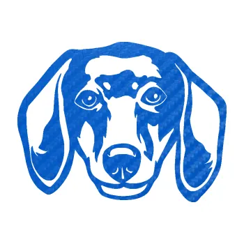 Polep vozidla SAMOLEPKA Pes 180 levá jezevčík (57 - 3D karbon modrý) NA AUTO, NÁLEPKA, FÓLIE, POLEP, TUNING, VLASTNÍ TEXT, TISK, AUTOSAMOLEPKY.cz, POLEPY, OBRÁZEK, LOGO, SAMOLEPKY