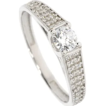 Šperk Zlatnictví Helios Zářivý zásnubní prsten bílé zlato Velikost: 49, Váha: 1,6g