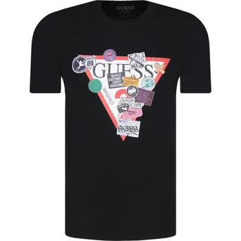 GUESS JEANS Tričko OVERLAY | Barva:černý | Velikost:S